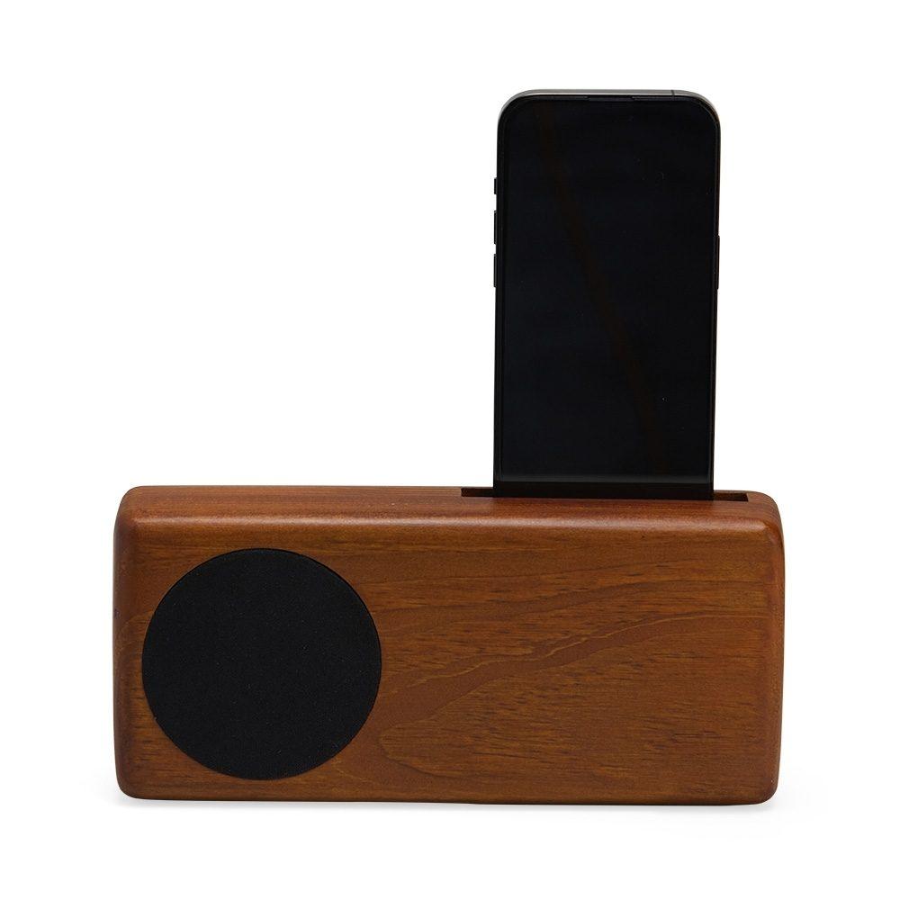 Amplificador para Celular BE1031 na cor Madeira escura, brinde personalizado Sky Brindes