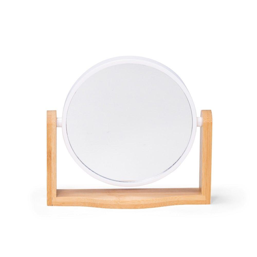Espelho de mesa bambu BL1094 na cor Branco, brinde personalizado Sky Brindes