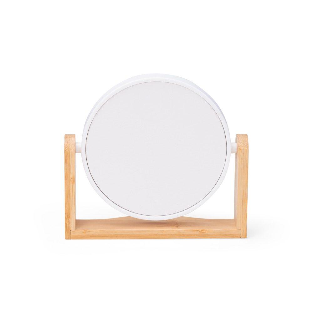 Espelho de mesa bambu BL1094 na cor Branco, brinde personalizado Sky Brindes