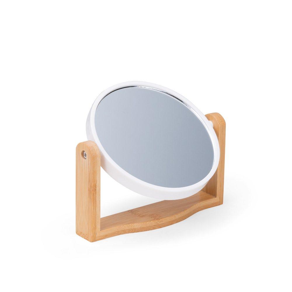 Espelho de mesa bambu BL1094 na cor Branco, brinde personalizado Sky Brindes