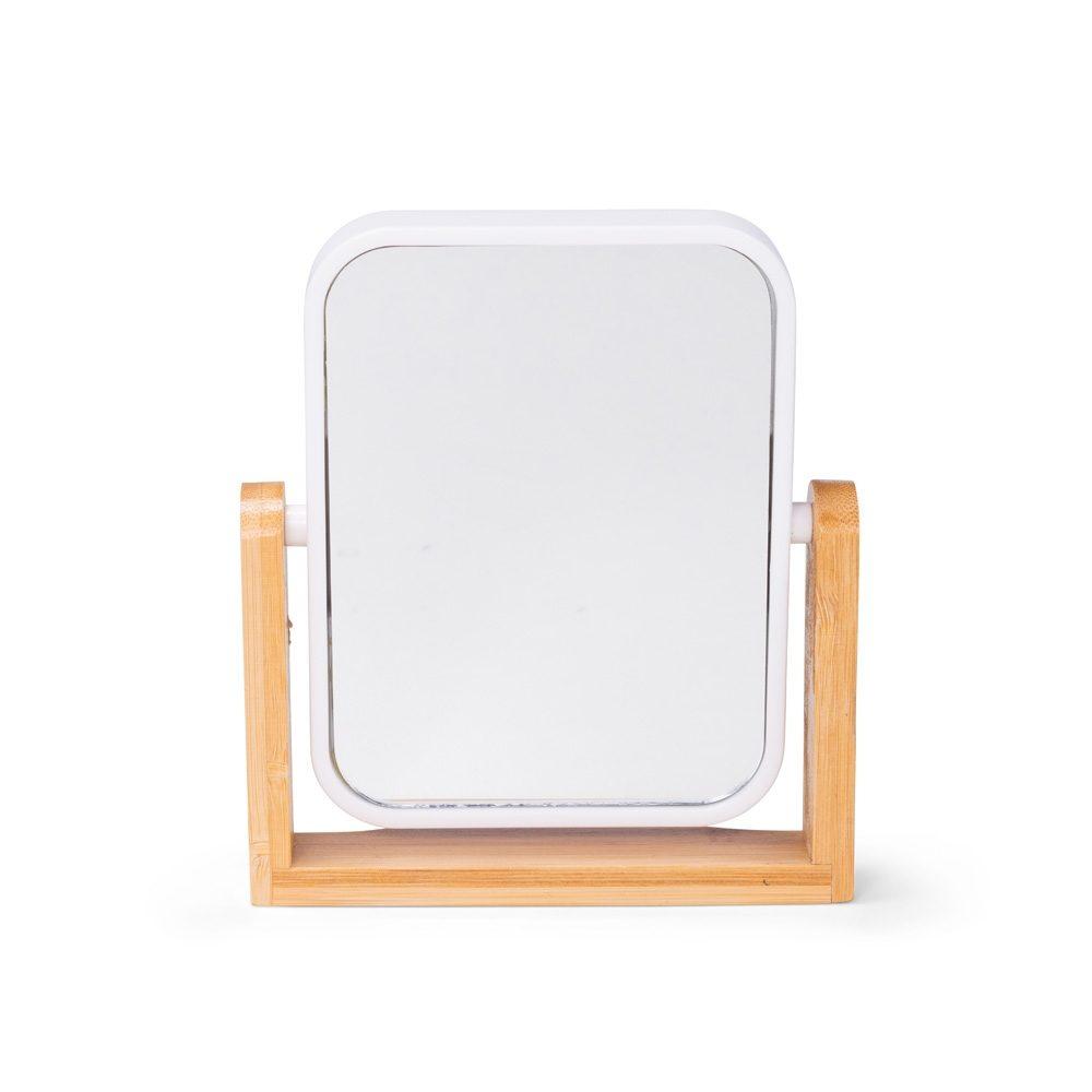 Espelho de mesa bambu BL1095 na cor Branco, brinde personalizado Sky Brindes