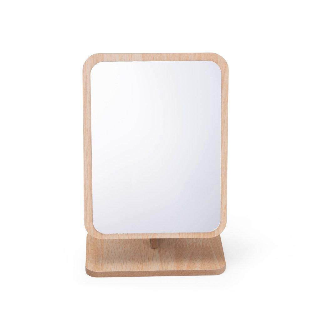 Espelho de mesa mdf BL1099 na cor Madeira e inox, brinde personalizado Sky Brindes