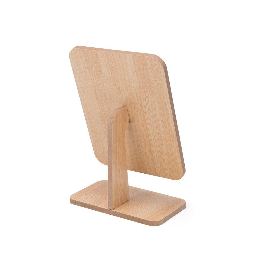 Espelho de mesa mdf BL1099 na cor Madeira e inox, brinde personalizado Sky Brindes