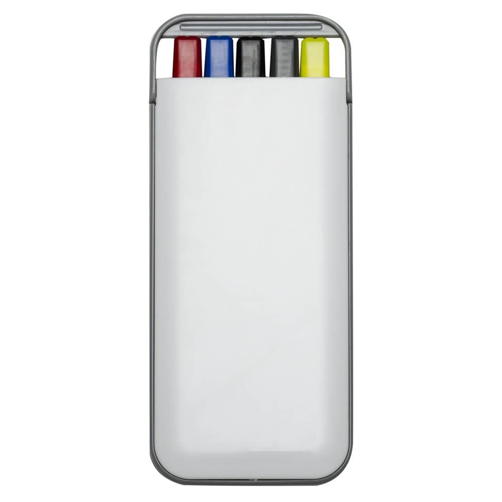 Kit Escrita 5 em 1 CA1458 na cor Branco, brinde personalizado Sky Brindes