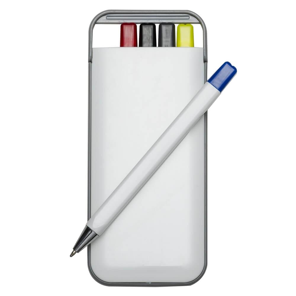 Kit Escrita 5 em 1 CA1458 na cor Branco, brinde personalizado Sky Brindes