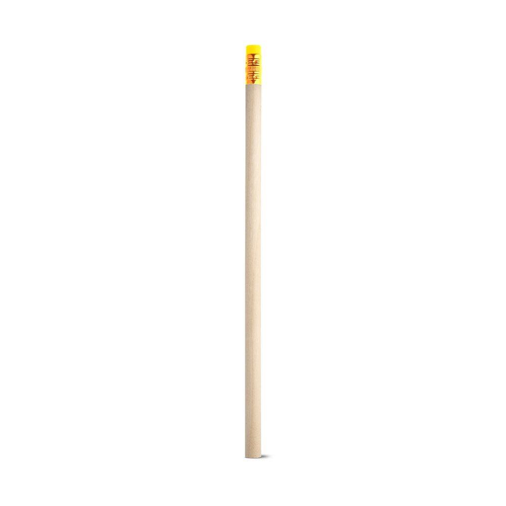 Lápis em madeira com borracha CA1479 na cor Amarelo, brinde personalizado Sky Brindes
