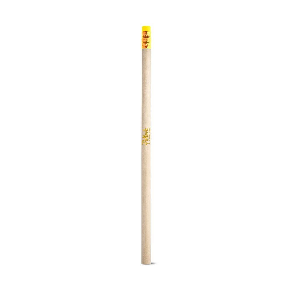 Lápis em madeira com borracha CA1479 na cor Amarelo, brinde personalizado Sky Brindes