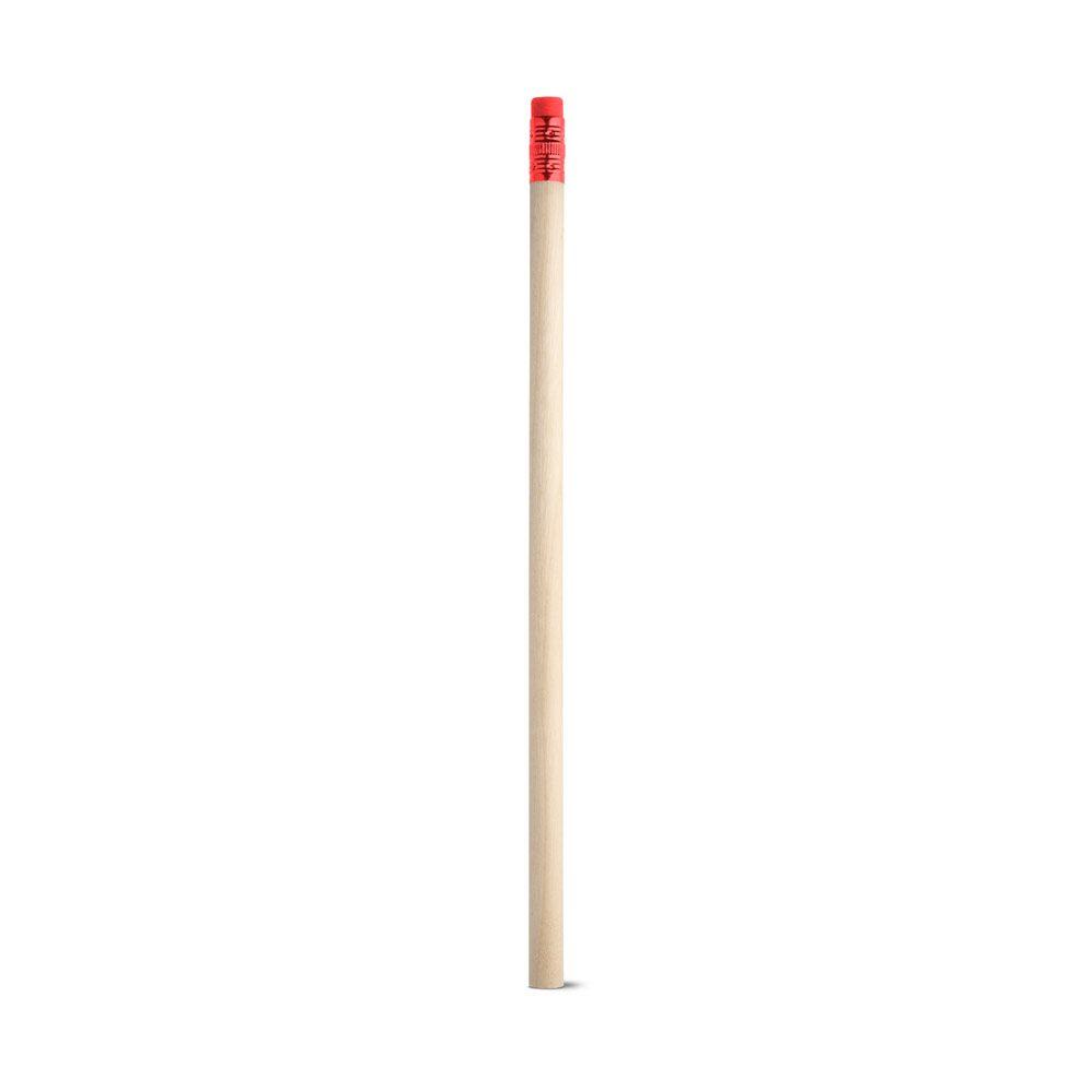 Lápis em madeira com borracha CA1479 na cor Vermelho, brinde personalizado Sky Brindes