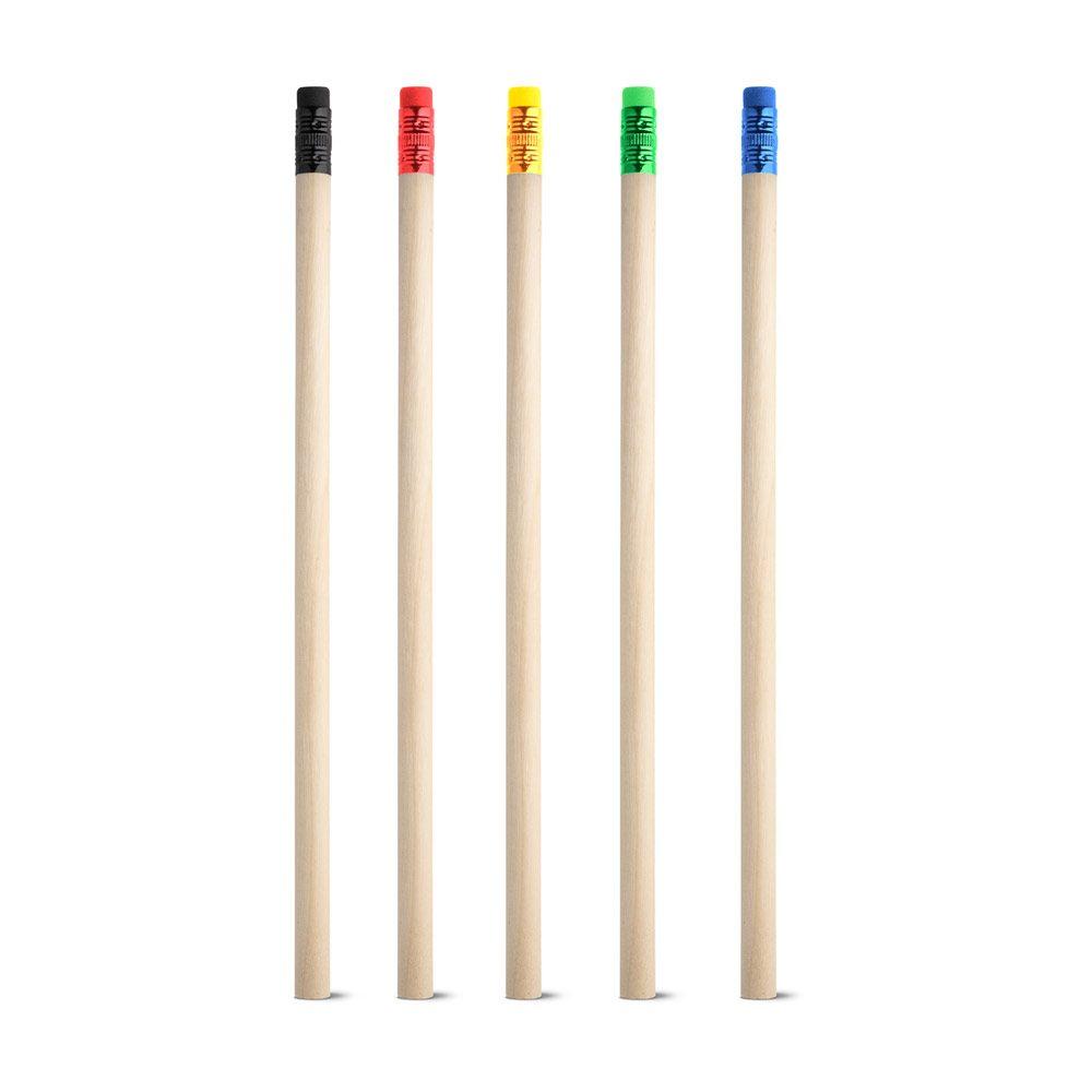 Lápis em madeira com borracha CA1479 na cor Amarelo, brinde personalizado Sky Brindes