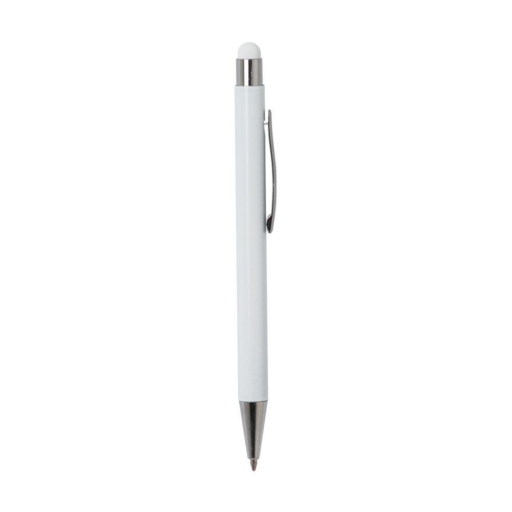Caneta Metal Touch CA1501 na cor Branco, brinde personalizado Sky Brindes