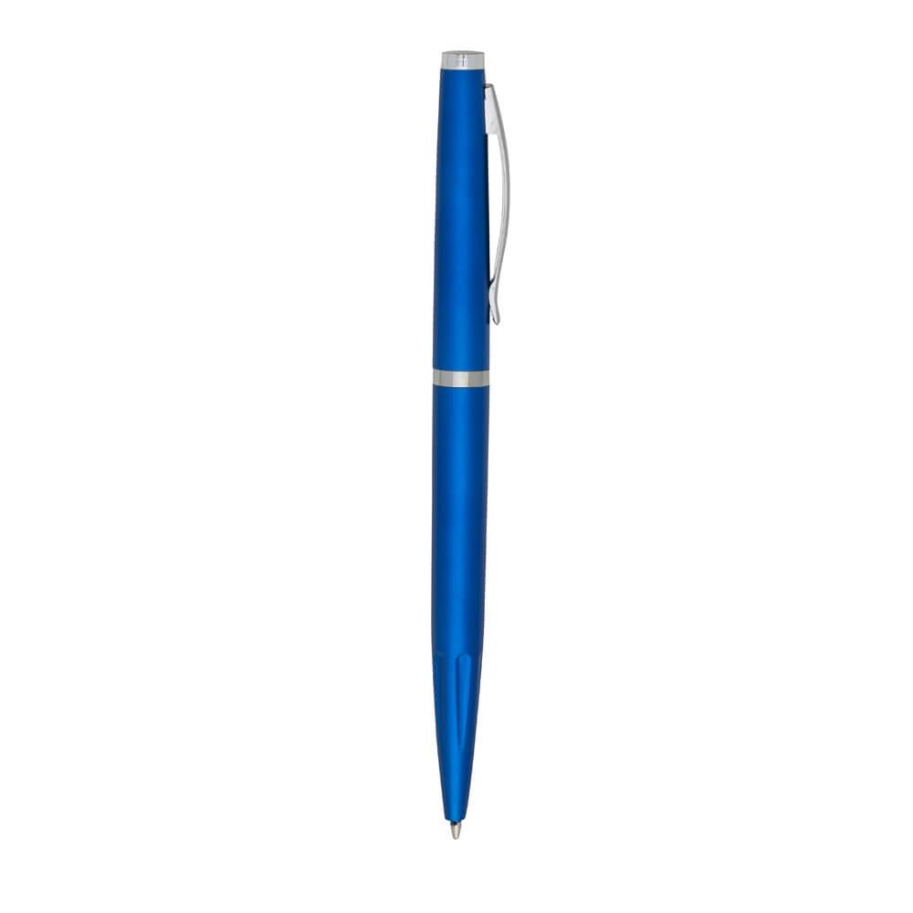 Caneta Plástica CA1509 na cor Azul escuro, brinde personalizado Sky Brindes