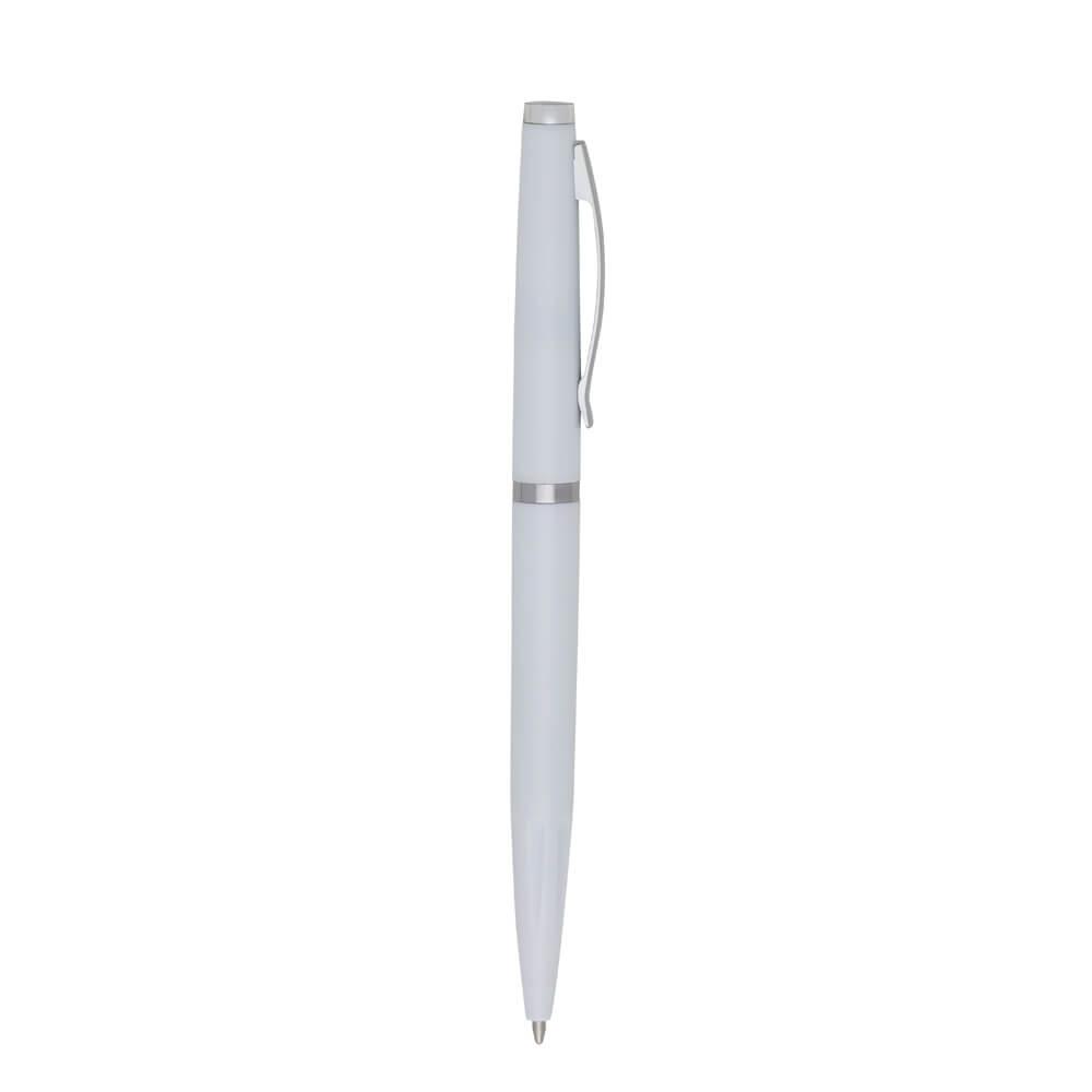 Caneta Plástica CA1509 na cor Branco, brinde personalizado Sky Brindes