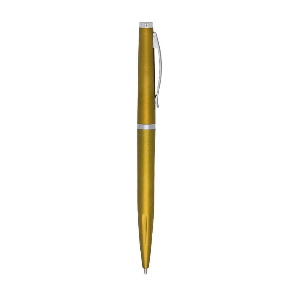 Caneta Plástica CA1509 na cor Dourado, brinde personalizado Sky Brindes