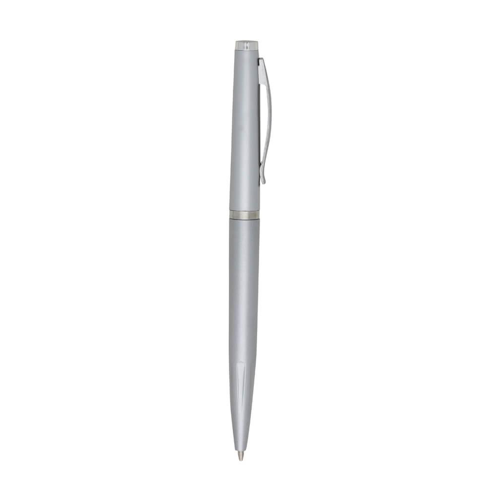 Caneta Plástica CA1509 na cor Prata, brinde personalizado Sky Brindes
