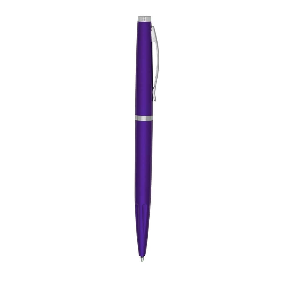 Caneta Plástica CA1509 na cor Roxo, brinde personalizado Sky Brindes