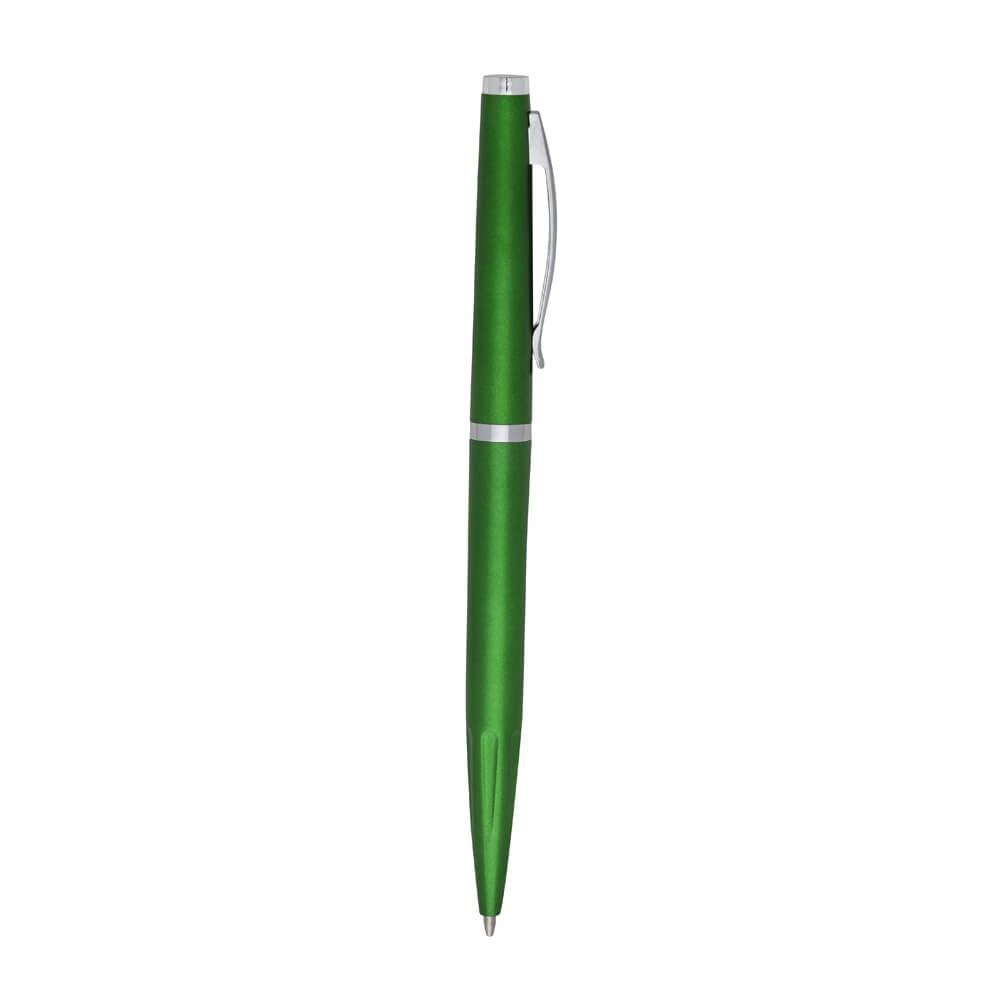 Caneta Plástica CA1509 na cor Verde, brinde personalizado Sky Brindes