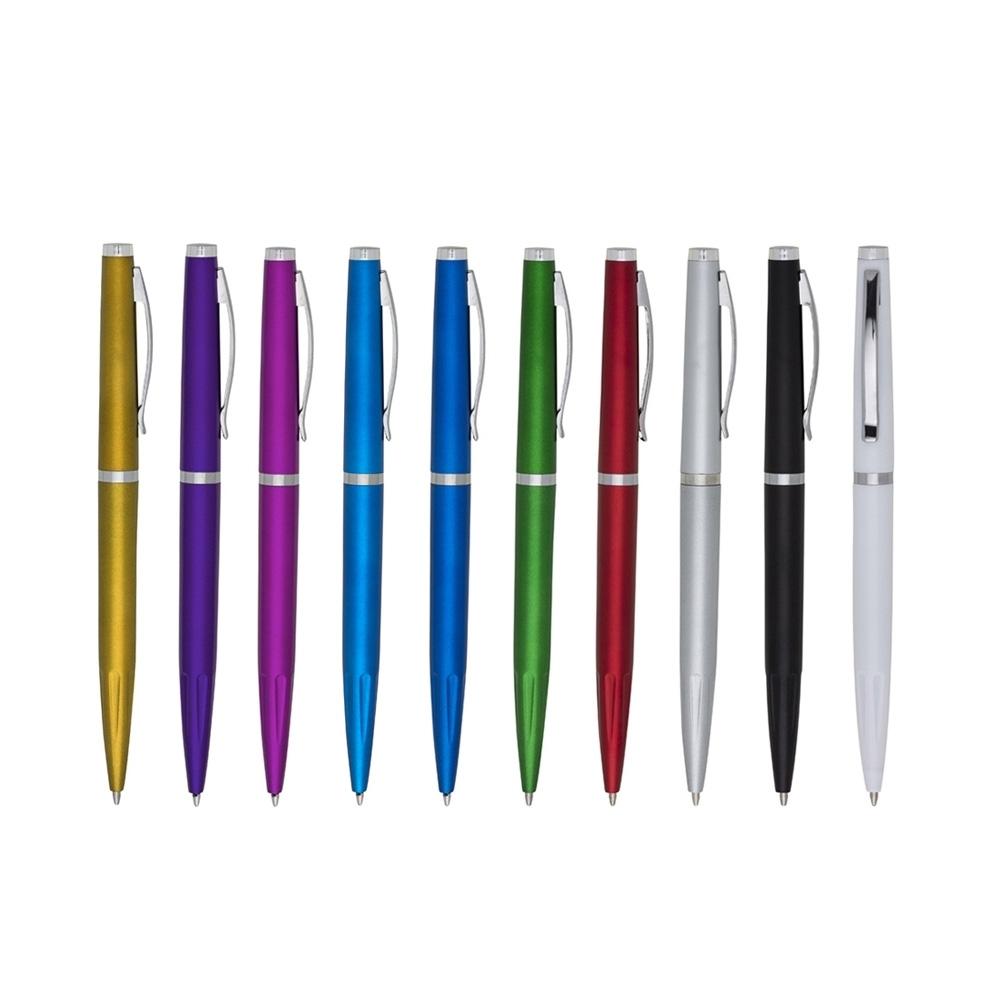 Caneta Plástica CA1509 na cor Azul escuro, brinde personalizado Sky Brindes