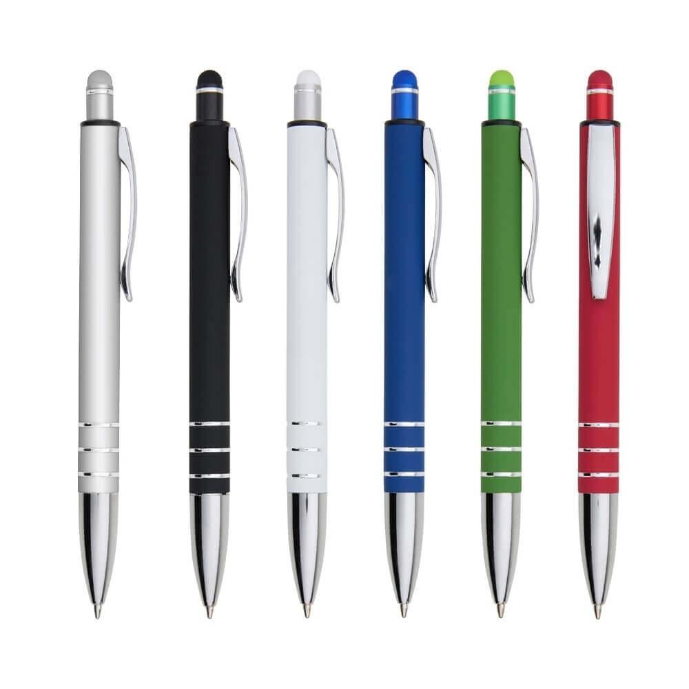 Caneta Metal Touch CA1514 na cor Branco, brinde personalizado Sky Brindes