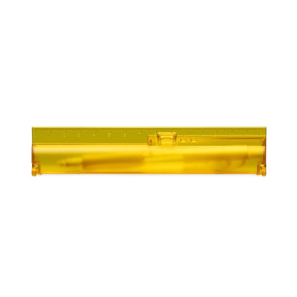 Kit Estojo Com Caneta Plástico CA1526 na cor Amarelo, brinde personalizado Sky Brindes