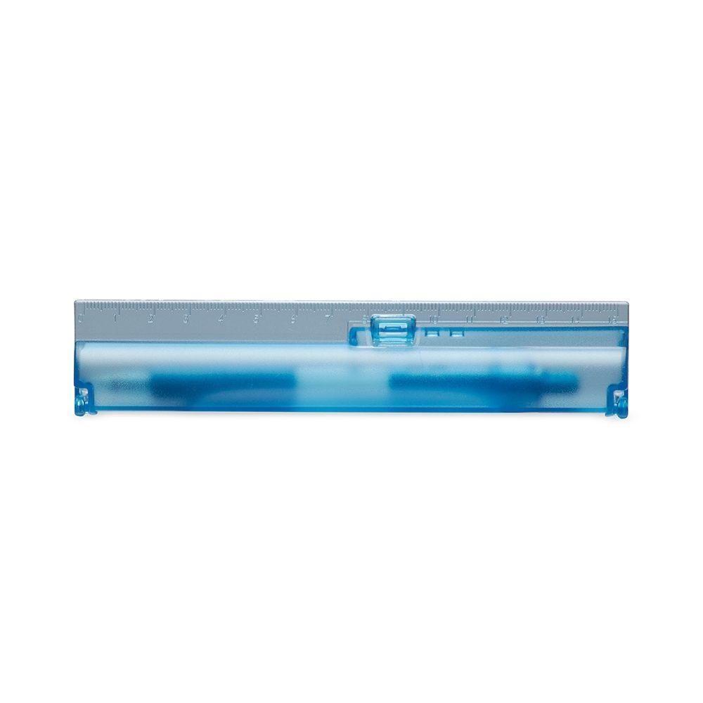 Kit Estojo Com Caneta Plástico CA1526 na cor Azul claro, brinde personalizado Sky Brindes