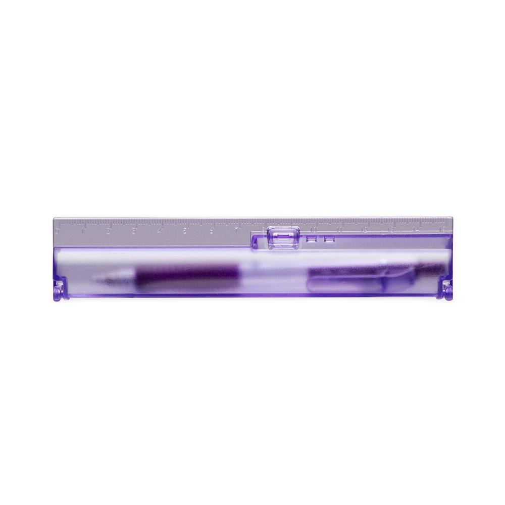 Kit Estojo Com Caneta Plástico CA1526 na cor Roxo, brinde personalizado Sky Brindes