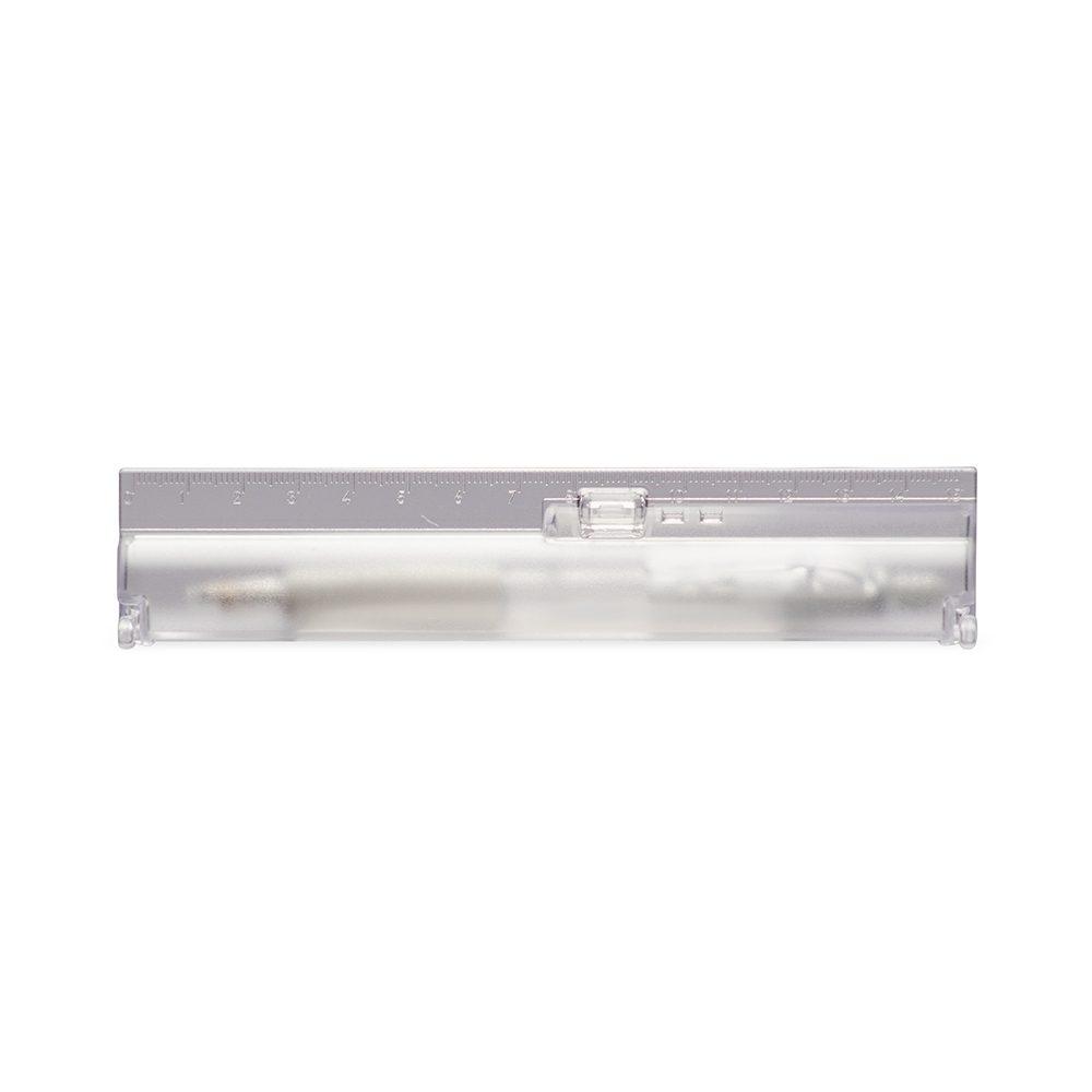 Kit Estojo Com Caneta Plástico CA1526 na cor Transparente, brinde personalizado Sky Brindes