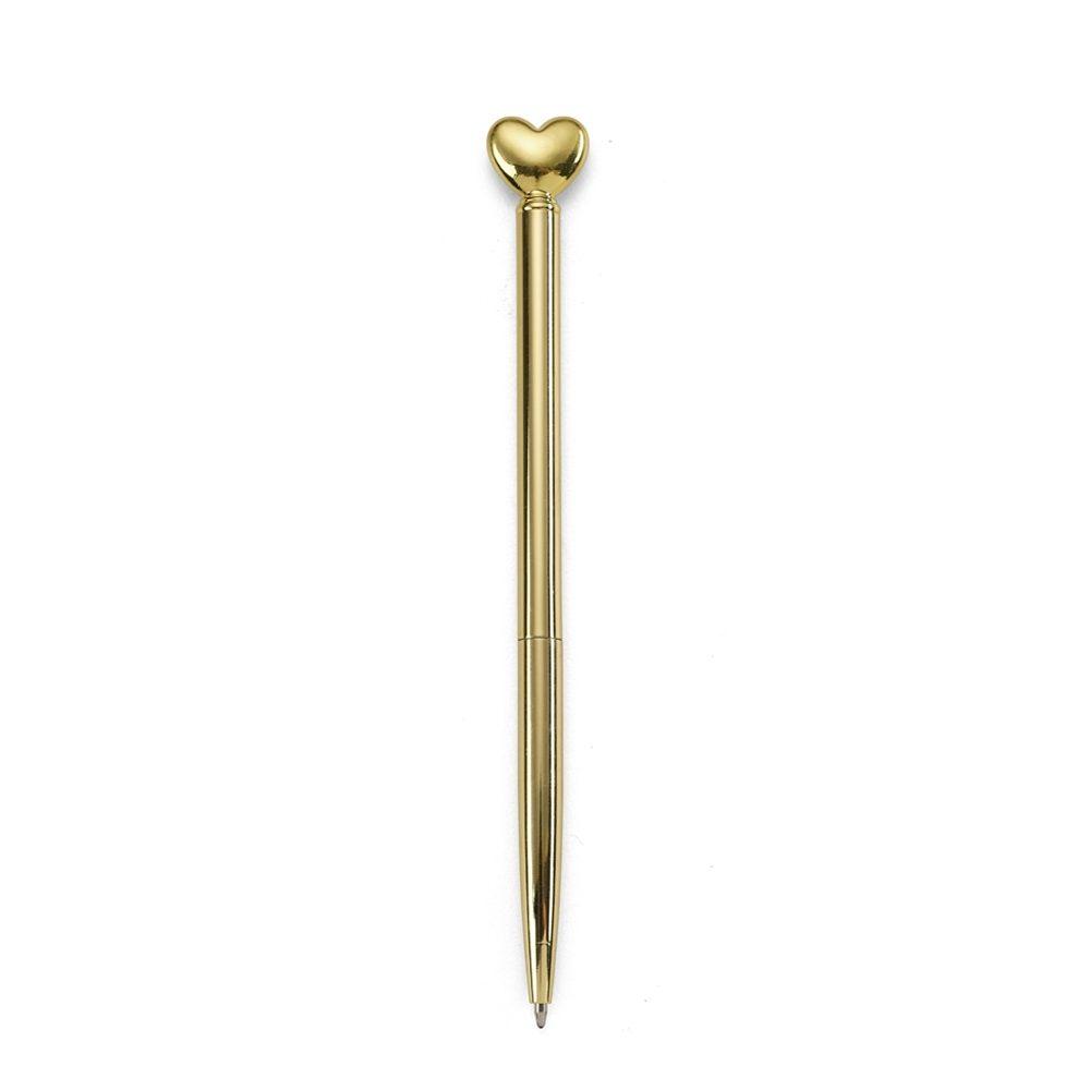 Caneta Metal Coração CA1546 na cor Dourado, brinde personalizado Sky Brindes