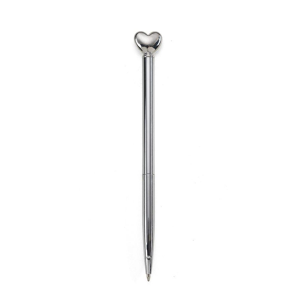 Caneta Metal Coração CA1546 na cor Prata, brinde personalizado Sky Brindes