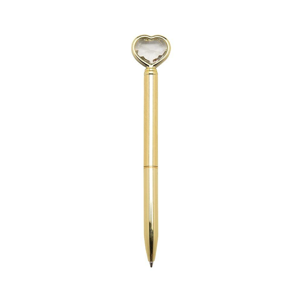 Caneta Coração Diamante CA1547 na cor Dourado, brinde personalizado Sky Brindes