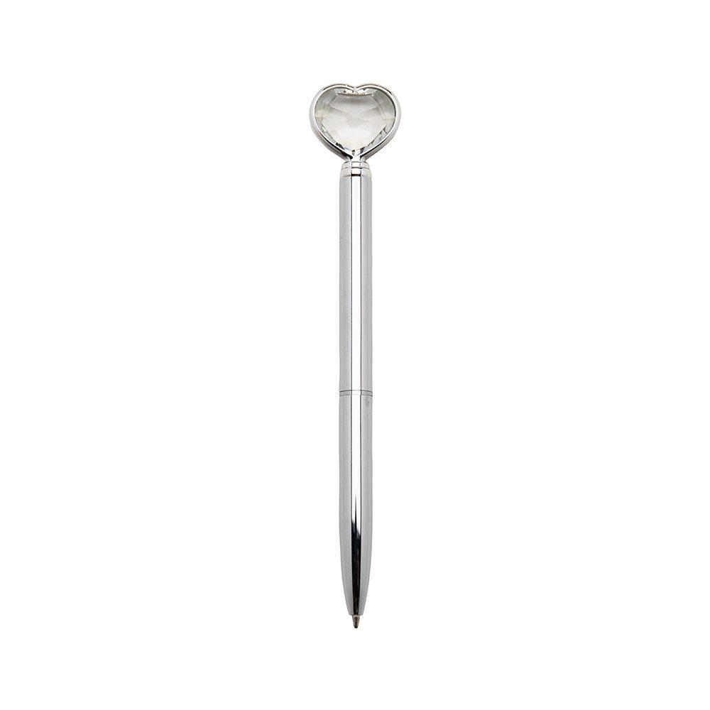 Caneta Coração Diamante CA1547 na cor Prata, brinde personalizado Sky Brindes