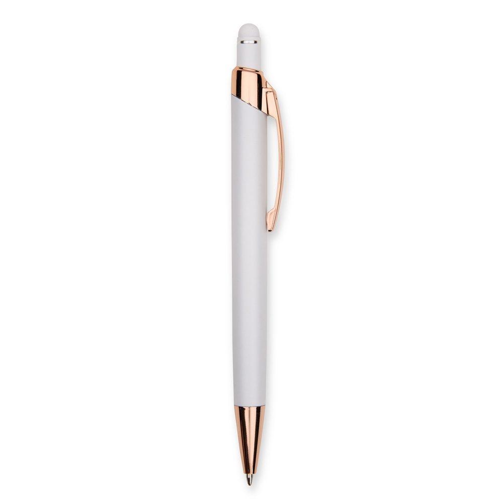 Caneta Metal Touch CA1553 na cor Branco, brinde personalizado Sky Brindes