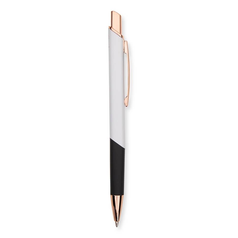 Caneta Metálica CA1555 na cor Branco, brinde personalizado Sky Brindes