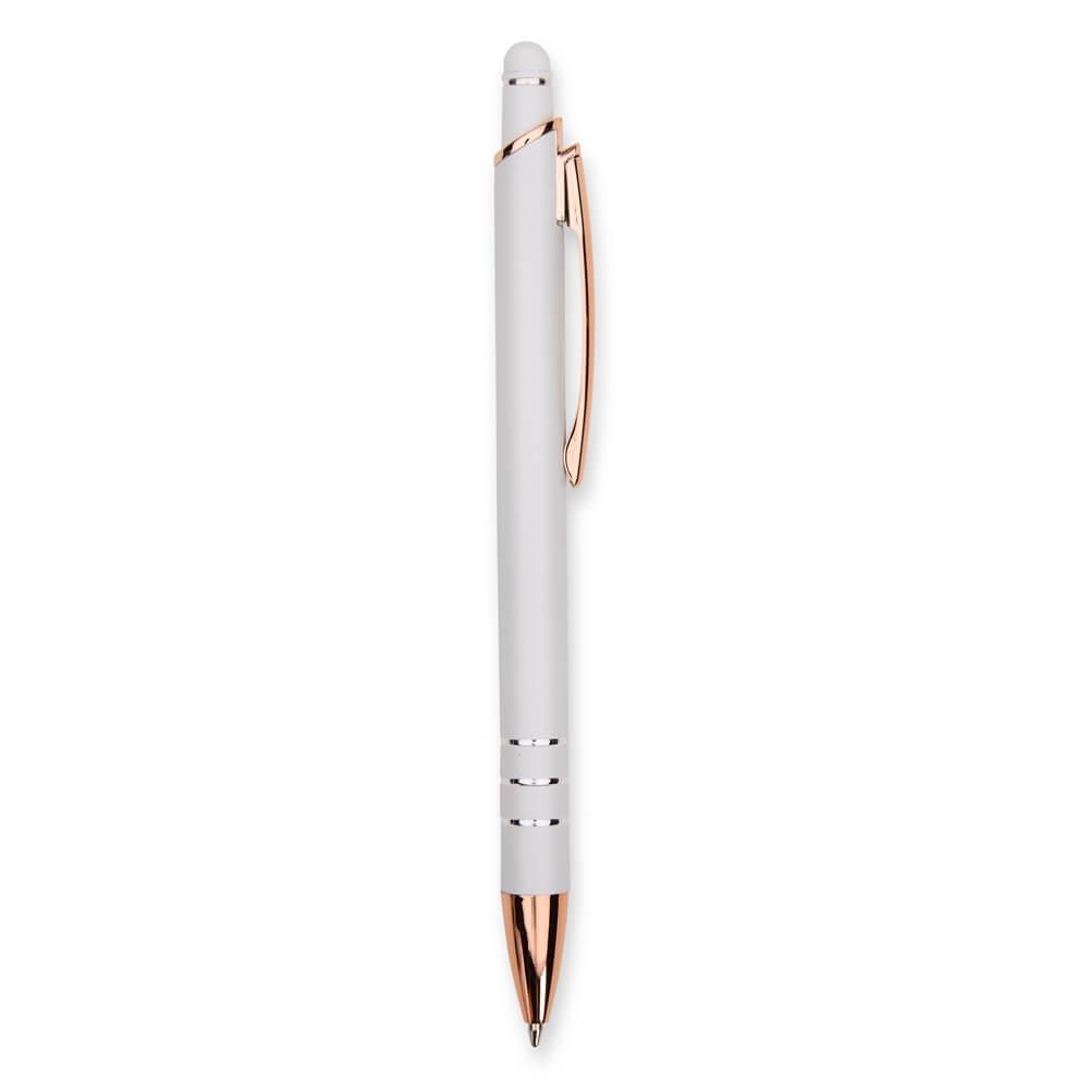 Caneta Metal Touch CA1556 na cor Branco, brinde personalizado Sky Brindes