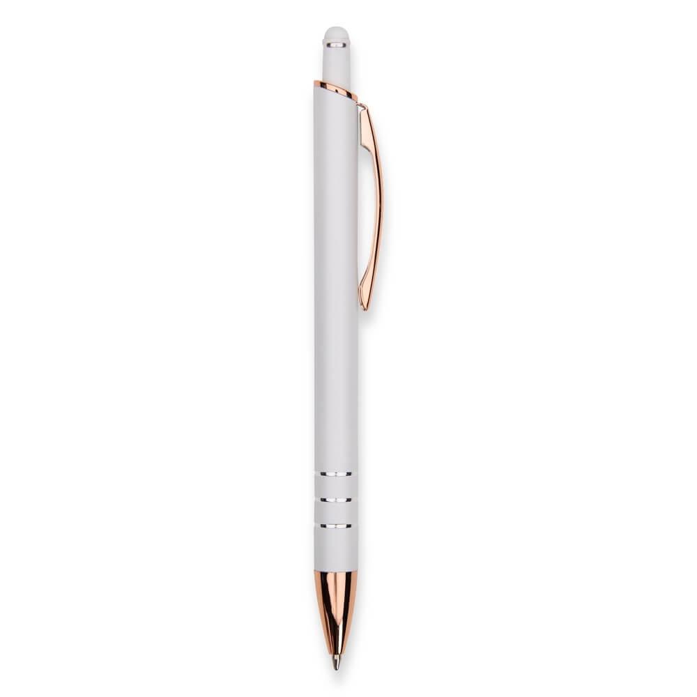 Caneta Metal Touch CA1557 na cor Branco, brinde personalizado Sky Brindes