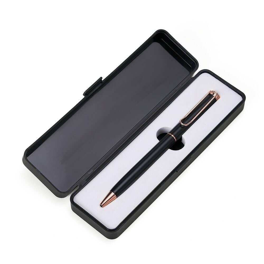 Canetacom Estojo CA1576 na cor Preto, brinde personalizado Sky Brindes