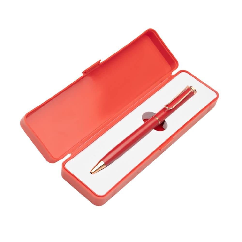 Canetacom Estojo CA1576 na cor Vermelho, brinde personalizado Sky Brindes