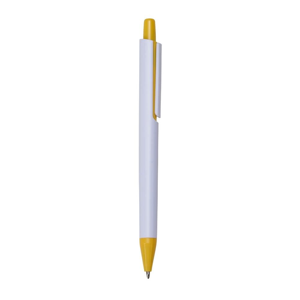 Caneta Plástica CA1577 na cor Amarelo, brinde personalizado Sky Brindes