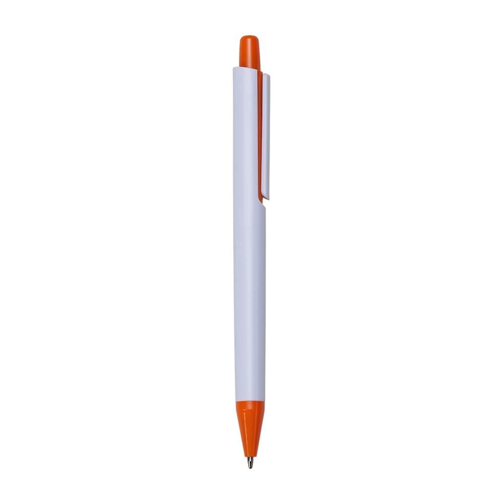 Caneta Plástica CA1577 na cor Laranja, brinde personalizado Sky Brindes