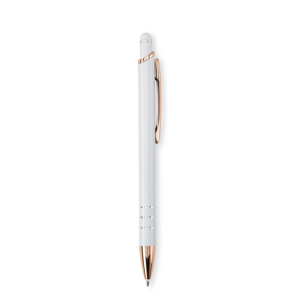 Caneta Metal Touch CA1580 na cor Branco, brinde personalizado Sky Brindes