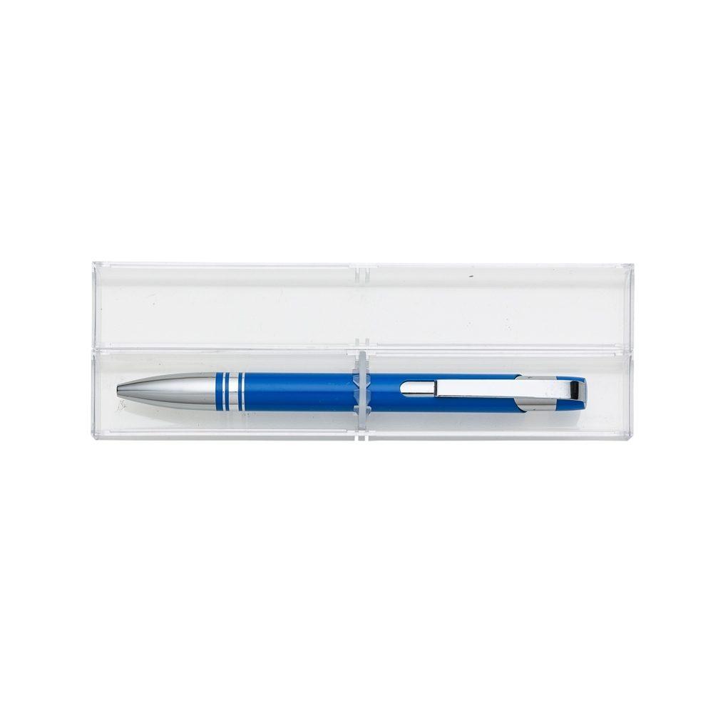 Caneta Semimetal CA1582 na cor Azul, brinde personalizado Sky Brindes