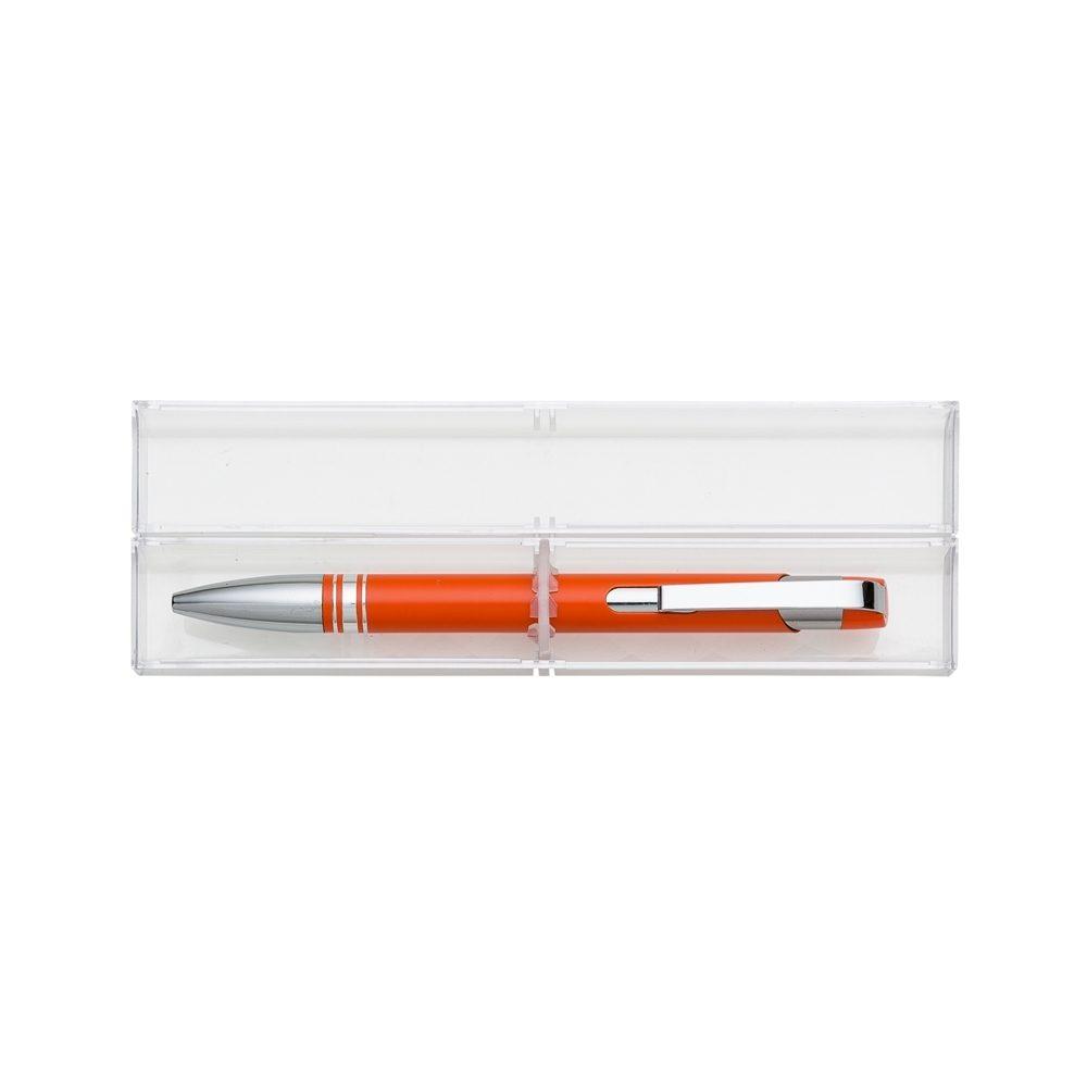 Caneta Semimetal CA1582 na cor Laranja, brinde personalizado Sky Brindes