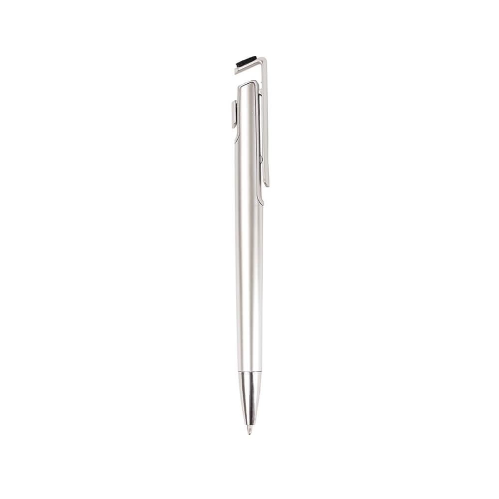 Caneta Suporte para Celular CA1584 na cor Prata, brinde personalizado Sky Brindes