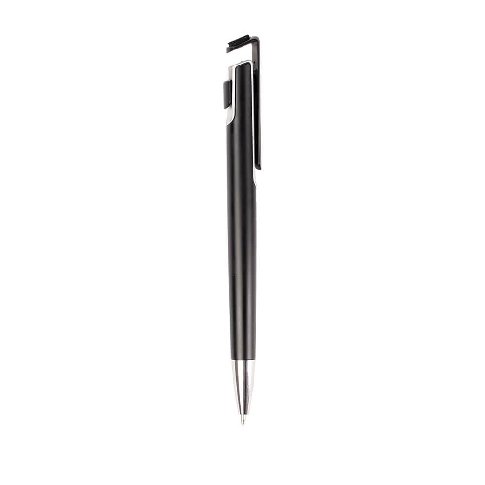 Caneta Suporte para Celular CA1584 na cor Preto, brinde personalizado Sky Brindes
