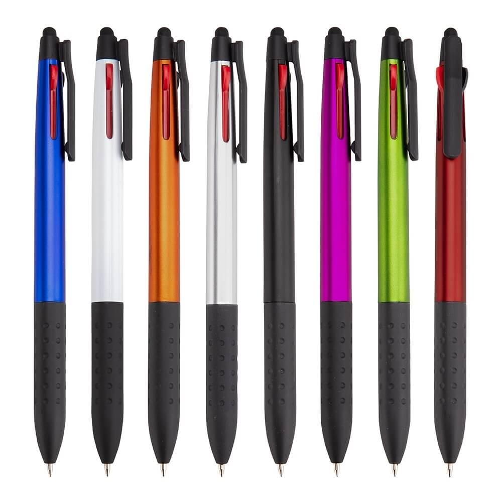 Caneta 3 em 1 Touch CA1585 na cor Prata, brinde personalizado Sky Brindes