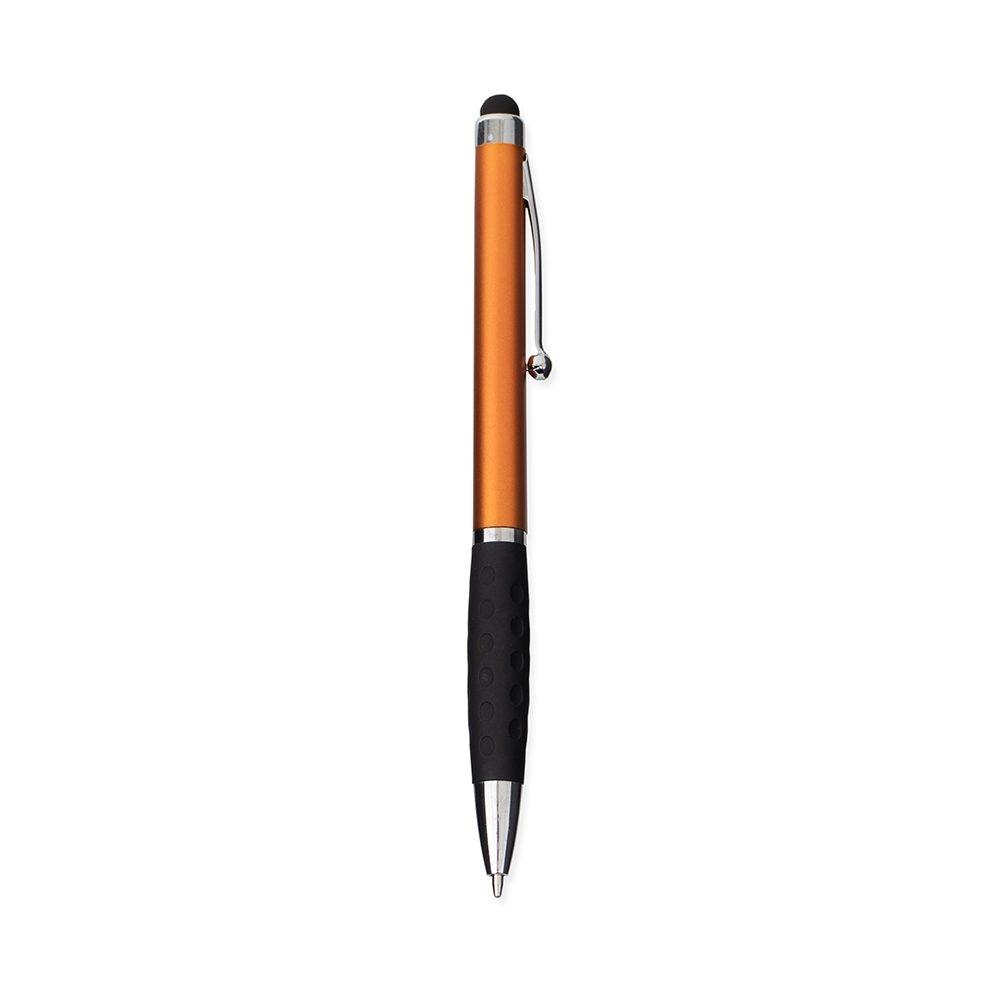 Caneta Plástica Touch CA1592 na cor Laranja, brinde personalizado Sky Brindes