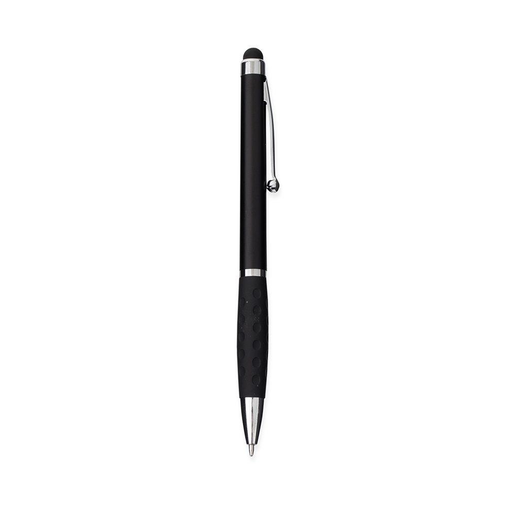 Caneta Plástica Touch CA1592 na cor Preto, brinde personalizado Sky Brindes