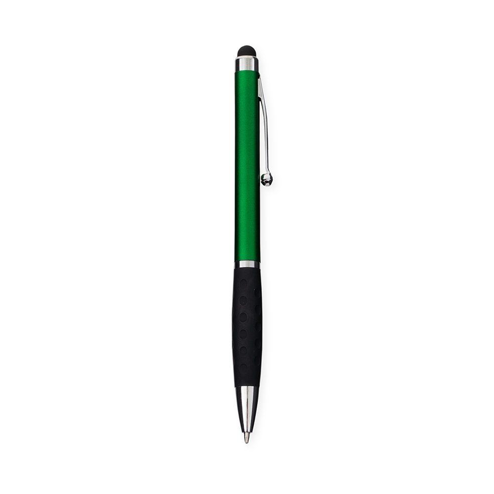 Caneta Plástica Touch CA1592 na cor Verde, brinde personalizado Sky Brindes