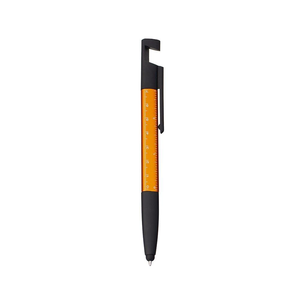 Caneta Plástica Multifunções CA1595 na cor Laranja, brinde personalizado Sky Brindes