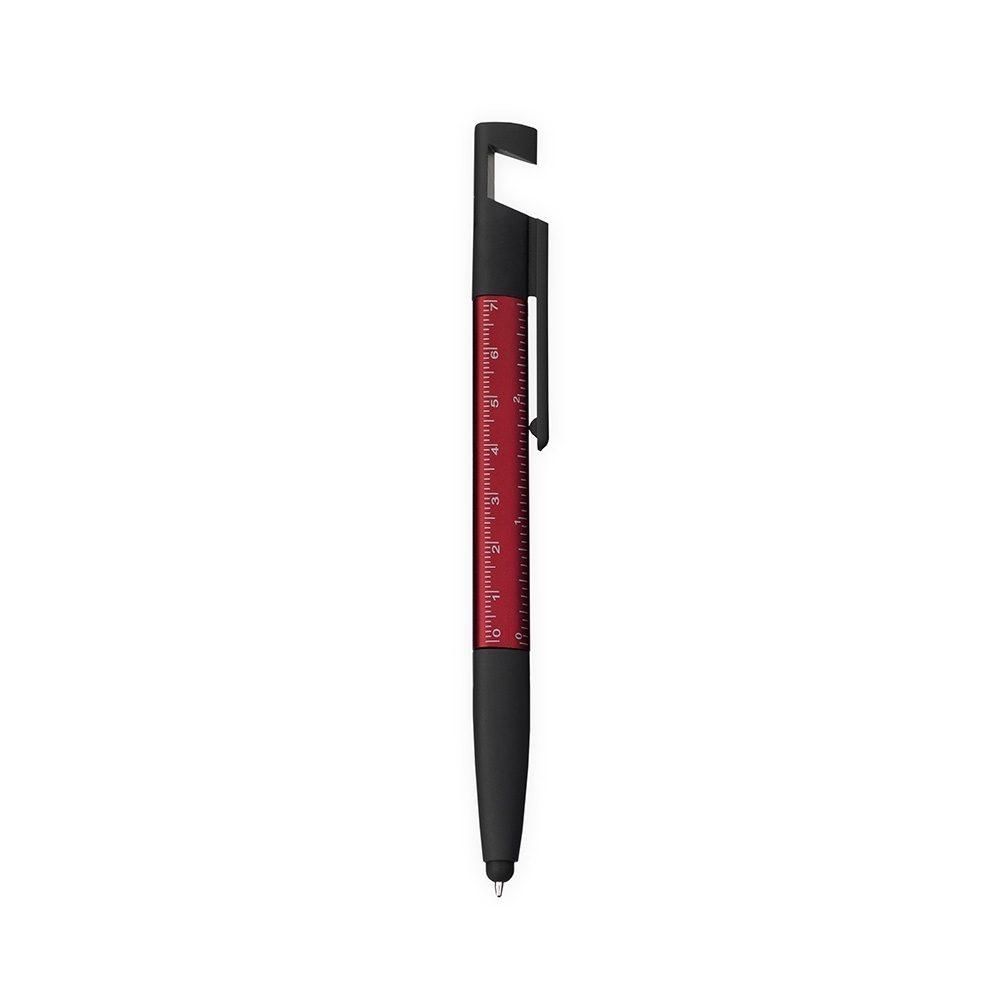 Caneta Plástica Multifunções CA1595 na cor Vermelho, brinde personalizado Sky Brindes