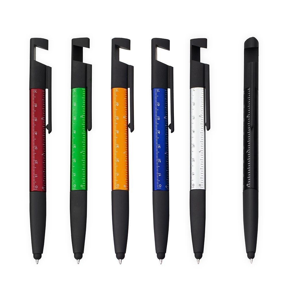 Caneta Plástica Multifunções CA1595 na cor Laranja, brinde personalizado Sky Brindes